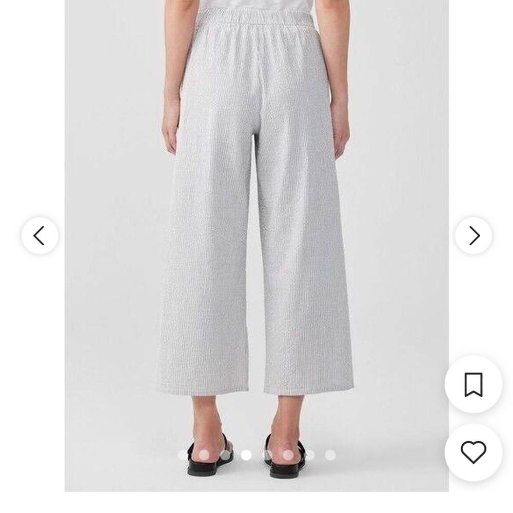 Eileen Fisher White Textured Top Wide-Leg Pants, like new - Picture 7 of 10